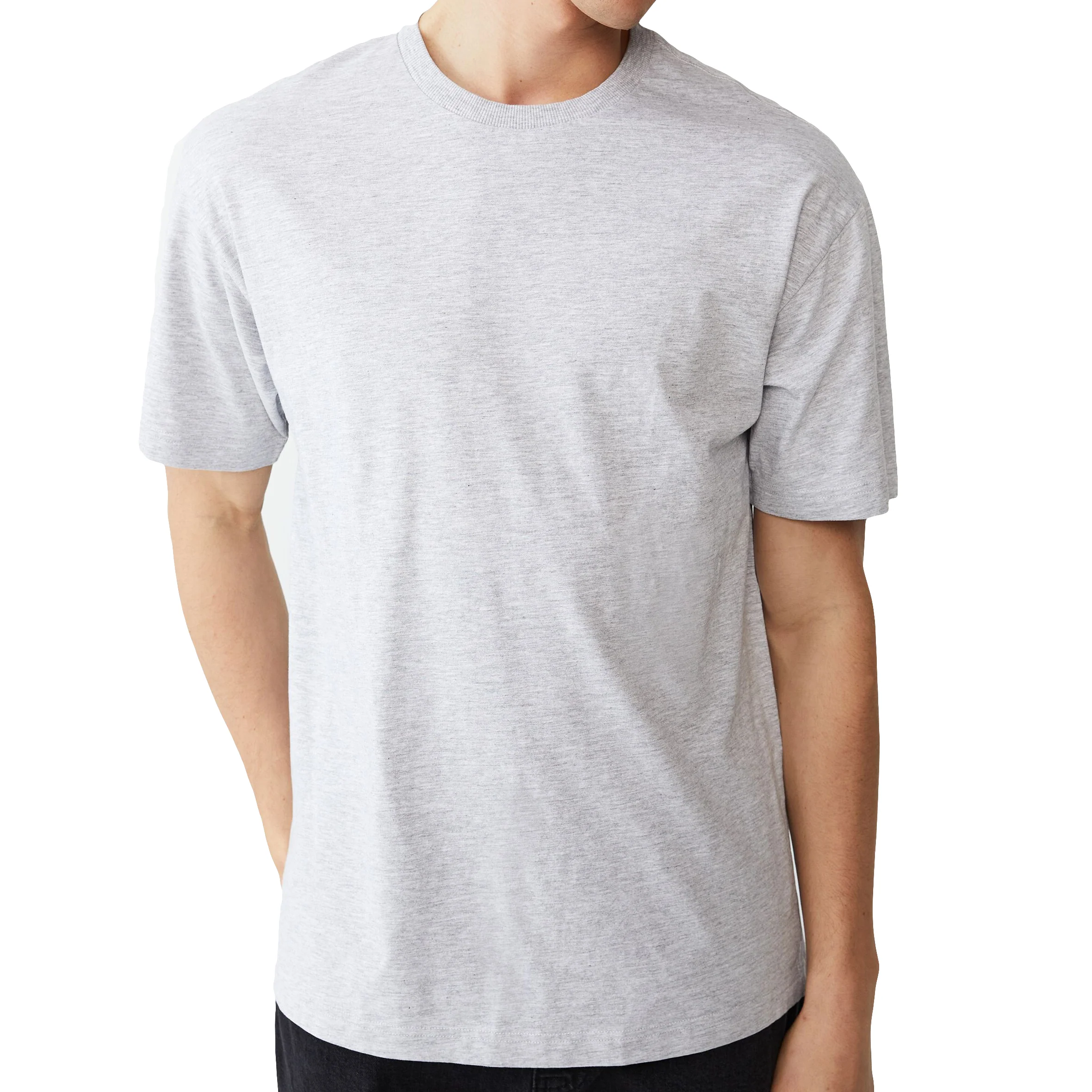 T-Shirt Unisex Men's Basic Plain Blank Crew Tee Tops Shirts - Light Grey