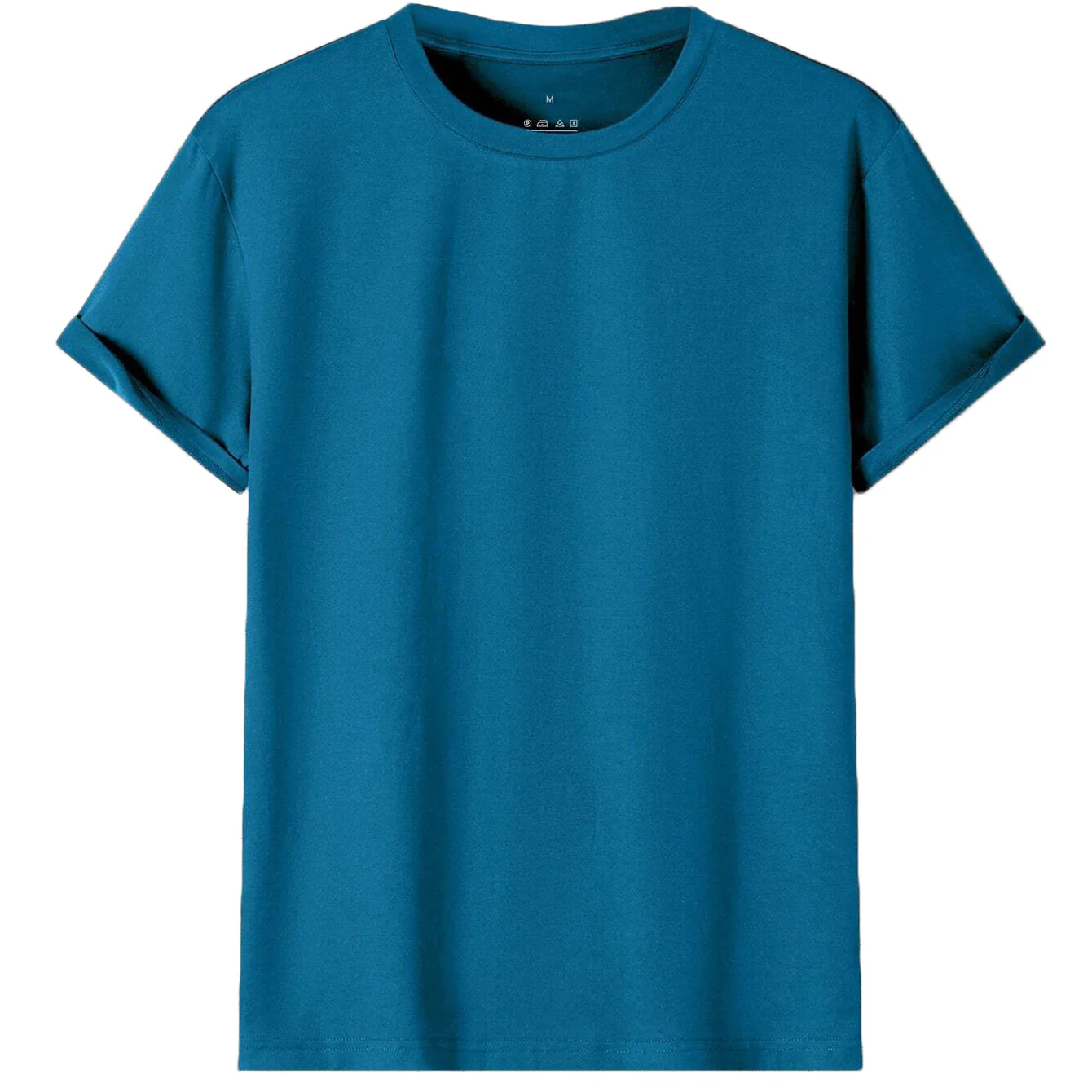 Mens Basic Plain Blank Crew T-Shirt - Aqua