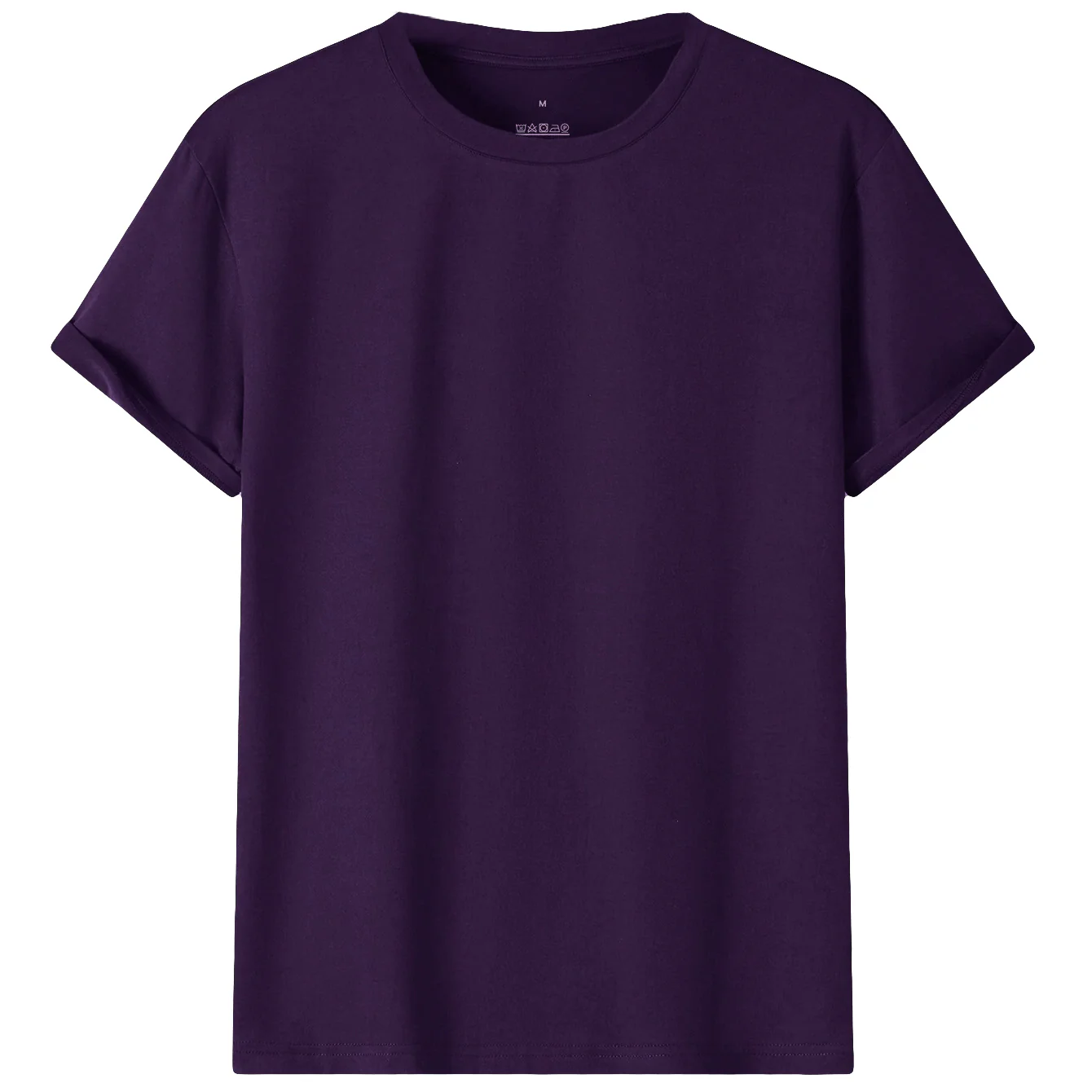 Mens Basic Plain Blank Crew Tee Tops Shirts - Purple